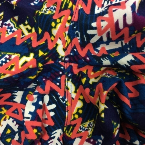 LULAROE Leggings OS One Size Aztec Southwestern Salmon Orange Blue Purple Yellow - Picture 8 of 9